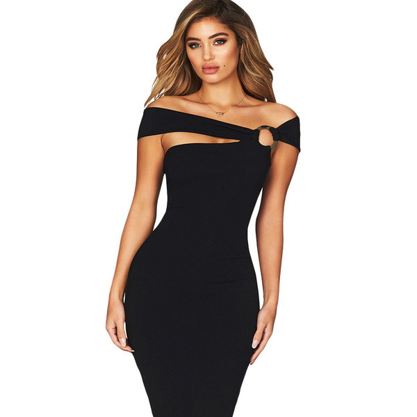 Stílusos női ruha Karcsú modell fekete és piros színben