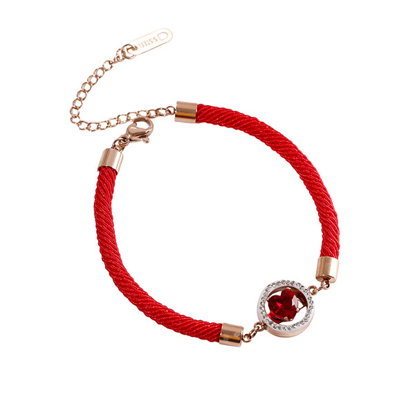Γυναικείο βραχιόλι σε κόκκινο χρώμα και κόκκινη πέτρα