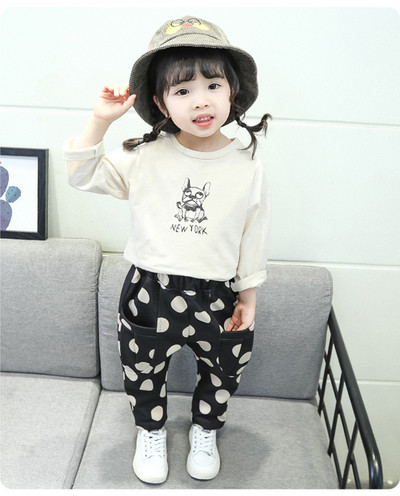 Модерен детски панталон за момичета широк модел в два цвята