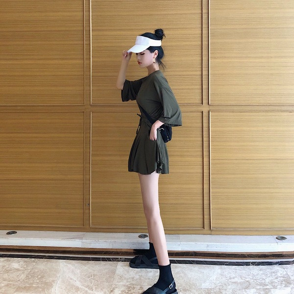 Női alkalmi szett csatlakozóval, zöld színben