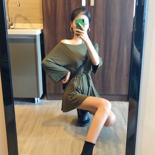 Női alkalmi szett csatlakozóval, zöld színben