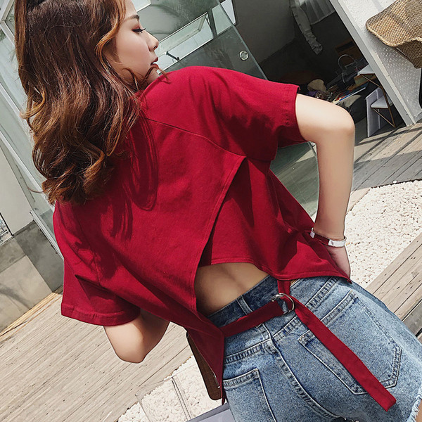 Μοντέρνα γυναικεία μπλουζάκια με ανοικτή πλάτη σε διάφορα χρώματα