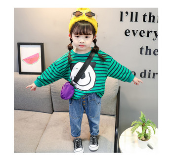 Детска блуза за момичета с дълъг ръкав и апликация в три цвята