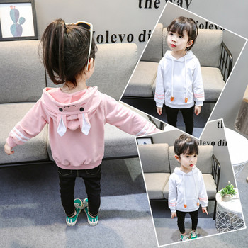 Ежедневна детска блуза за момичета с качулка в два цвята