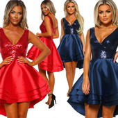 Κομψό γυναικείο φόρεμα με ντεκολτέ σε σχήμα V με εκτυπώσεις σε δύο χρώματα