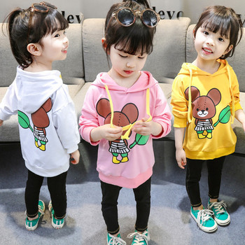 Детска ежедневна блуза за момичета с апликация в три цвята