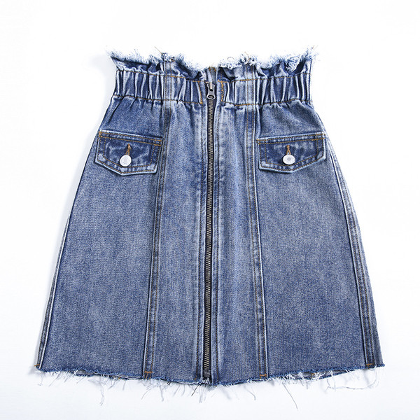 Női farmerszoknya elasztikus derékkal és cipzárral