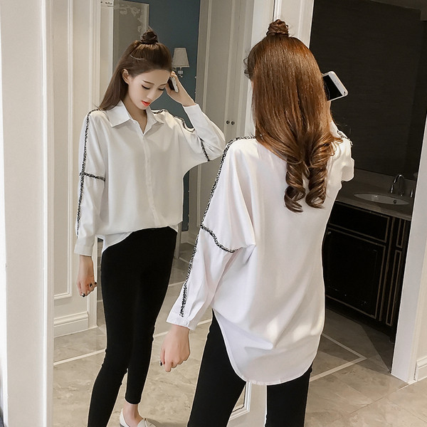 Elegáns, hosszú ujjú női ing fehér és fekete színben