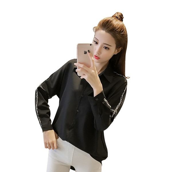 Elegáns, hosszú ujjú női ing fehér és fekete színben