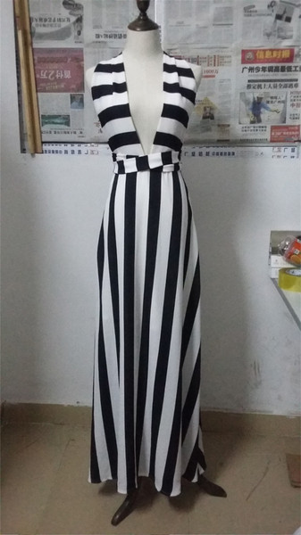 Aktuális női csíkos ruha hosszú modell