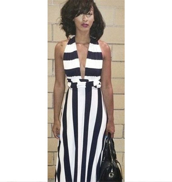 Aktuális női csíkos ruha hosszú modell