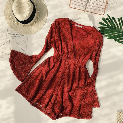 Elegáns női csipke kombiné lótusz ujjú több színben