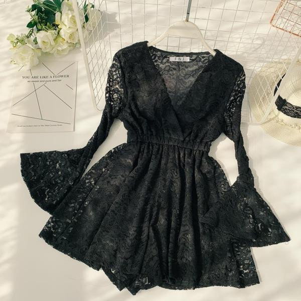 Elegáns női csipke kombiné lótusz ujjú több színben