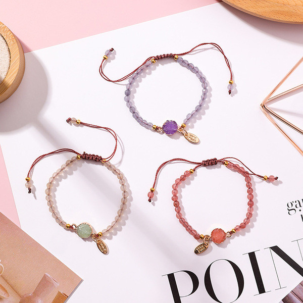 Női textil karkötő három színben gyöngyökkel