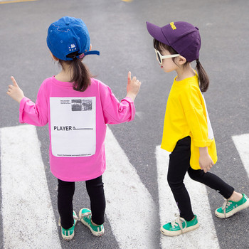 Детска блуза за момичета с дълъг ръкав и надпис в три цвята