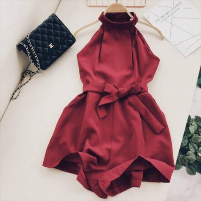 Stílusos női overál O-nyakkal több színben