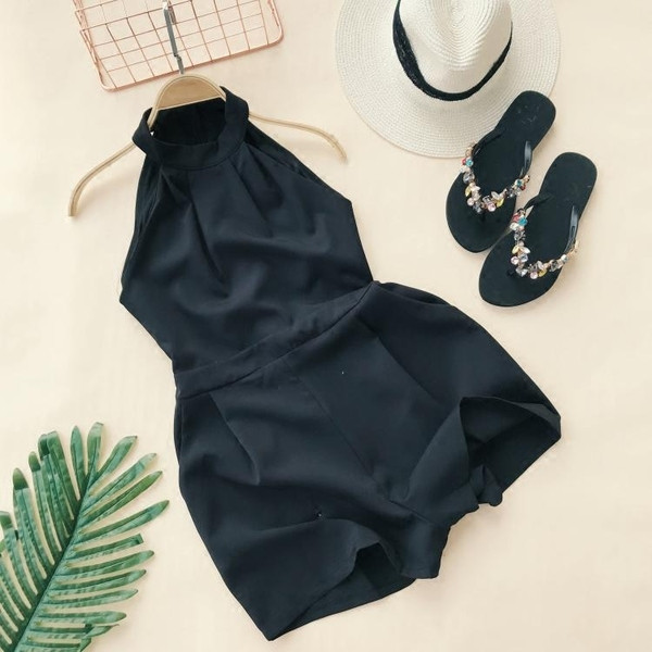 Stílusos női overál O-nyakkal több színben