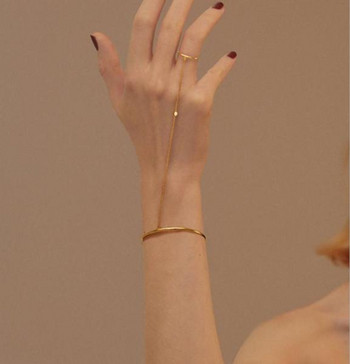 Нов модел гривна с пръстен в златист цвят