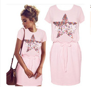 Γυναικείο αθλητικό φόρεμα με πούλιες σε μαύρο και ροζ χρώμα