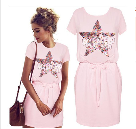 Γυναικείο αθλητικό φόρεμα με πούλιες σε μαύρο και ροζ χρώμα