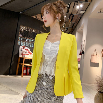 Stílusos női kabát V-alakú gallérral, sárga és narancs színben