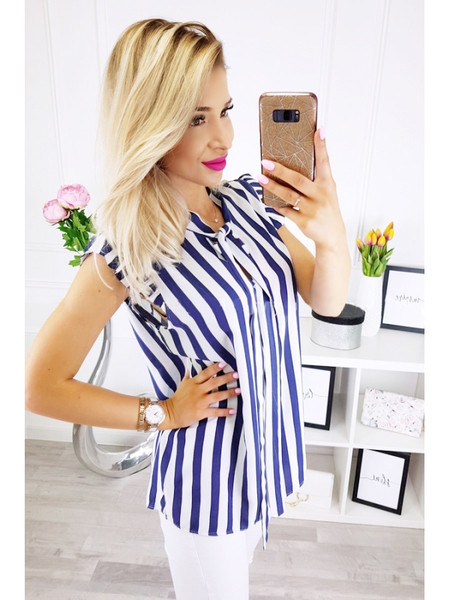 Modern női csíkos blúz rövid ujjal, két színben