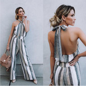 Csíkos női kombiné csupasz háttal - széles modell