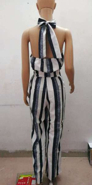 Csíkos női kombiné csupasz háttal - széles modell