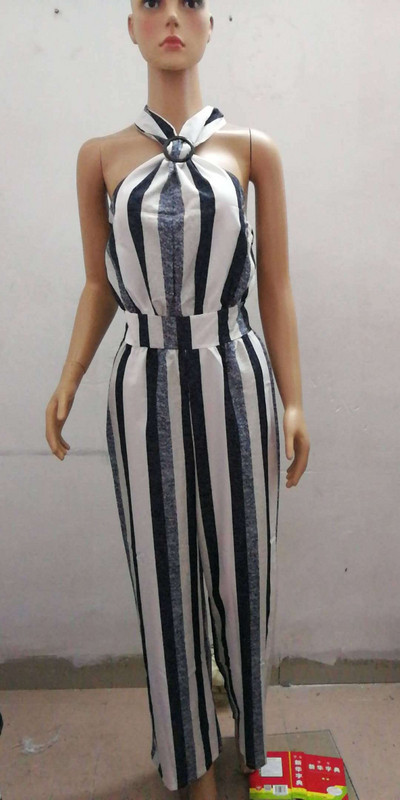 Csíkos női kombiné csupasz háttal - széles modell