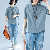 Alkalmi női csíkos ing aszimmetrikus mintával