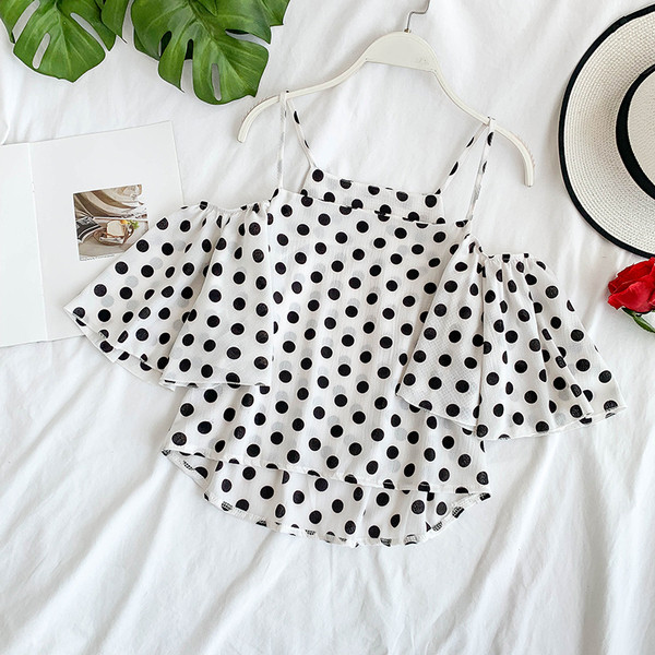 Stílusos női blúz három színű pöttyökben