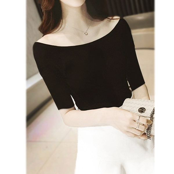 Stílusos női blúz csupasz vállval, fehér és fekete színben