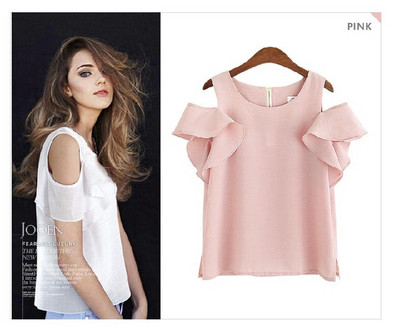 Alkalmi női blúz rövid ujjal, hátul cipzárral