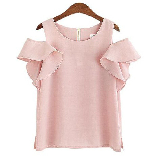 Alkalmi női blúz rövid ujjal, hátul cipzárral