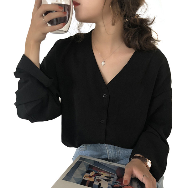 Stílusos női ing V-nyakkal, három színben