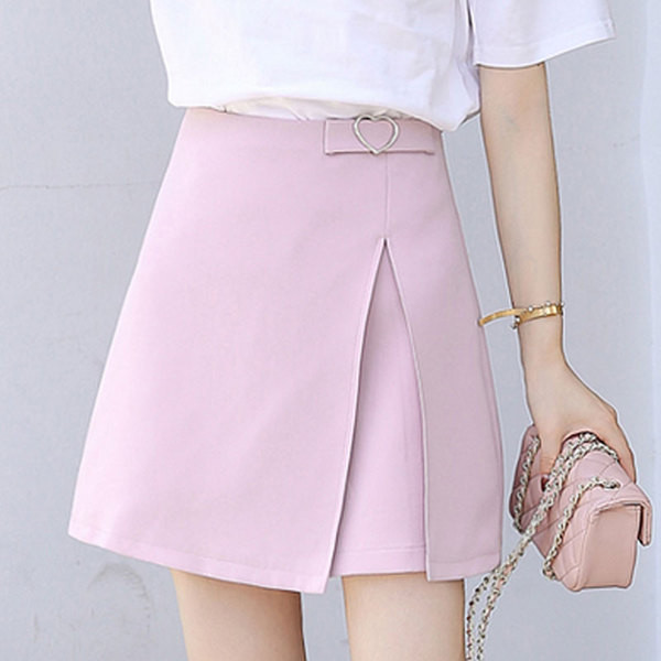 Modern női szoknya fém elemmel, rózsaszín és fekete színben