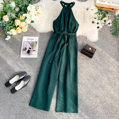 Stílusos hosszú női overál két színben