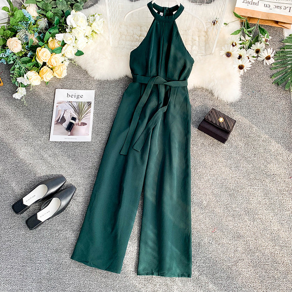 Stílusos hosszú női overál két színben