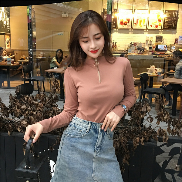 Női alkalmi blúz három színben, cipzárral