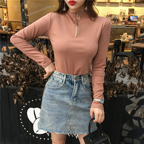 Női alkalmi blúz három színben, cipzárral