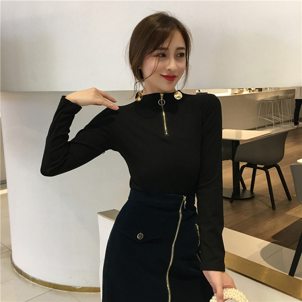 Női alkalmi blúz három színben, cipzárral