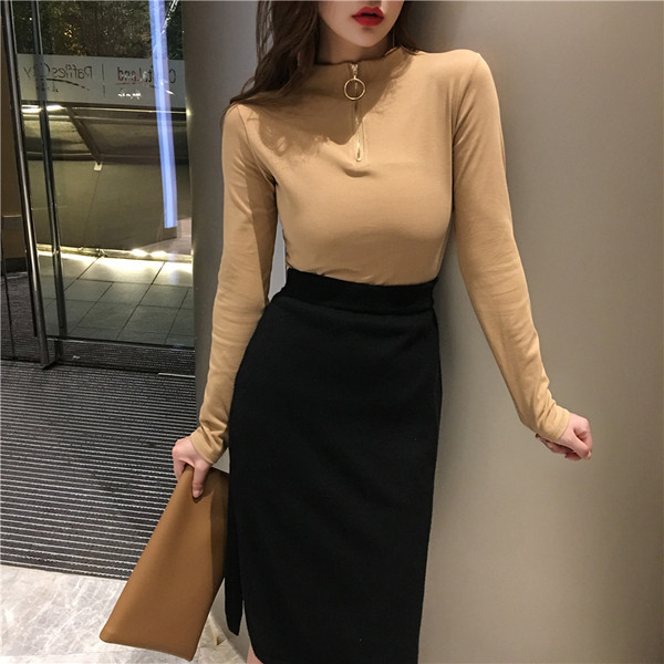 Női alkalmi blúz három színben, cipzárral