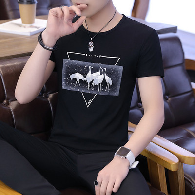 Modern férfi póló, rövid ujjú rátéttel, négy színben