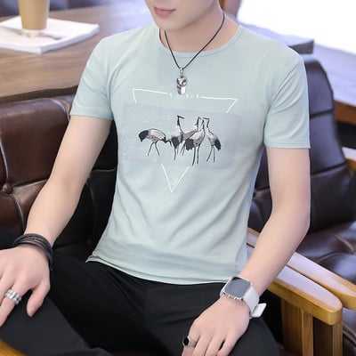 Modern férfi póló, rövid ujjú rátéttel, négy színben