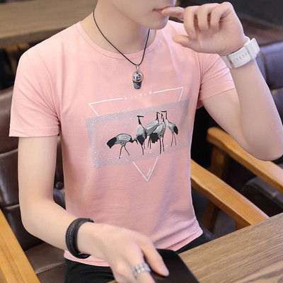 Modern férfi póló, rövid ujjú rátéttel, négy színben