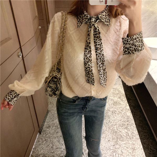 Modern női ing három színben leopárd mintával