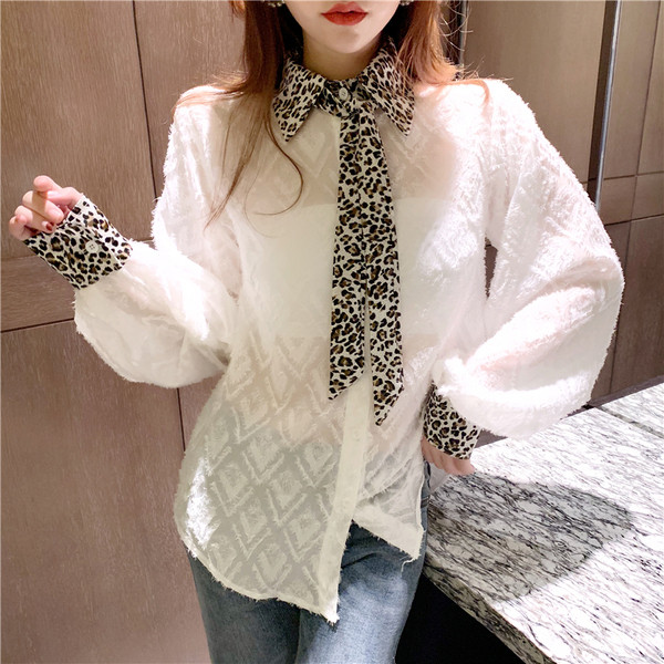 Modern női ing három színben leopárd mintával