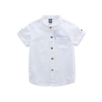 Модерна детска риза в бял цвят с къс ръкав-два модела