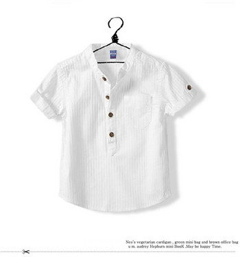 Μοντέρνο παιδικό πουκάμισο σε λευκό με κοντό μανίκι - δύο μοντέλα