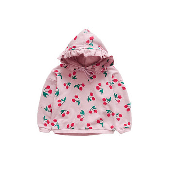 Модерна детска блуза за момичета в розов цвят с флорални мотиви